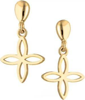 Goldene Hufeisen Paar Ohrstecker Kreuz Gold Ohrringe 925 Silber Gelbgold vergoldet Damen (inkl. Schmuckbox), Damen Gold Schmuck