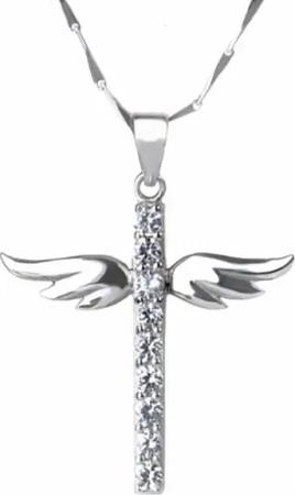 Schmuck-Elfe Kette mit Anhänger Kreuz Engel, 925 Silber