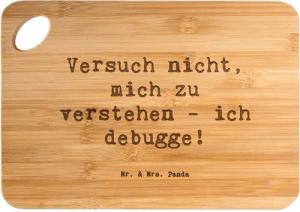 Mr. & Mrs. Panda Servierbrett Spruch Softwareentwickler Debugging - Transparent - Geschenk, Program, Bambus, (1-St)