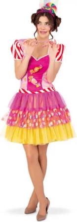 Fries Lebensmittel-Kostüm Damen Candy Bonbon Kleid Karneval Fasching Hochwertiges Kleid, Hohe Qualität