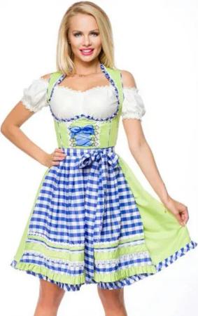 Dirndline Dirndl Wasn Wiesn Oktoberfest Tracht Dirndl Kleid Karo Schürze Trachtenmode (2-tlg)