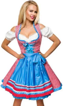 Dirndline Dirndl Wasn Dirndl Kleid Oktoberfest Tracht Wiesn Festzelt Outfit Karo (2-tlg)