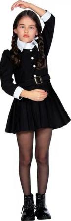 Wilbers Kostüm Mädchen Kostüm Horror Family Schwarz Wednesday Halloween Party Outfit