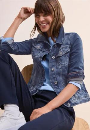 Cecil Damen Denim Jogg Jacke in Blau, Gr: XS