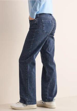 Cecil Damen Wide Leg Bouclé-Look Jeans in Blau, Gr: 25