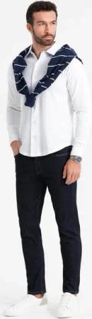 OMBRE Langarmhemd Herrenstrickhemd SLIM FIT langarm