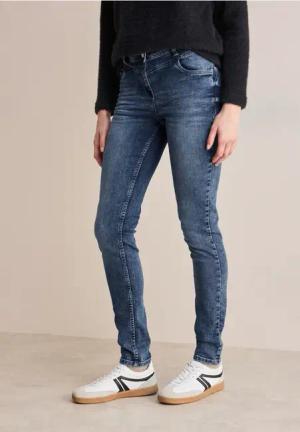 Cecil Damen Skinny Fit Jeans in Blau, Gr: 36