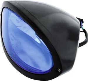 Highsider H4 Hauptscheinwerfer Iowa oval unten schwarz, blaues Glas
