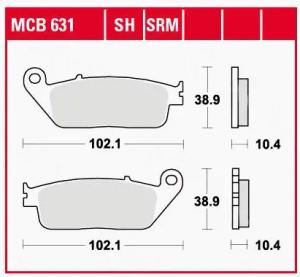 TRW Lucas Bremsbeläge organisch MCB631  102,1x38,9x10,4mm