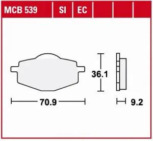 TRW Lucas Bremsbeläge organisch MCB539  70,9x36,1x9,2mm