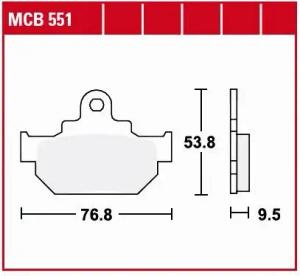 TRW Lucas Bremsbeläge organisch MCB551  76,8x53,8x9,5mm
