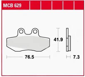 TRW Lucas Bremsbeläge organisch MCB629  76,5x41,9x7,3mm
