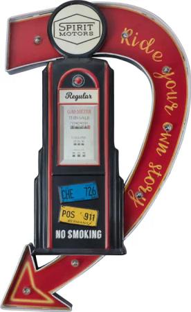 Spirit Motors Wandhalter Retro Zapfsäule mit LED-Beleuchtung