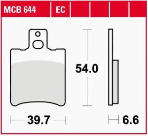 TRW Lucas Bremsbeläge organisch ECO MCB644EC 39,7x54x6,6mm
