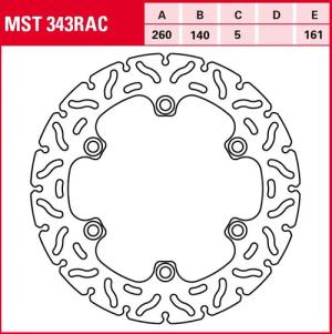 TRW Lucas Bremsscheibe RAC starr MST343RAC 260/140/161/5mm
