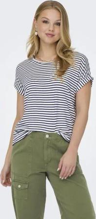 ONLY T-Shirt ONLMOSTER STRIPE S/S O-NECK TOP JRS NOOS mit Aufschlag am Arm