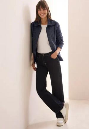 Cecil Damen Two-Tone Ottoman Jacke in Blau, Gr: XXL