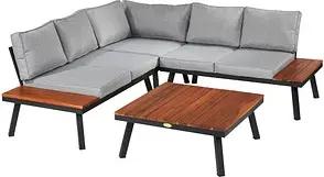 Garden Pleasure Loungegruppe THERESA grau, schwarz Holz, Metall, 15-teilig