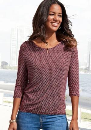 Vivance Rundhalsshirt "mit goldfarbenem Zierknopf am Ausschnitt", aus weichem Viskose-Stretch