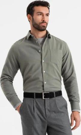 OMBRE Langarmhemd Herrenhemd mit einer Tasche REGULAR FIT