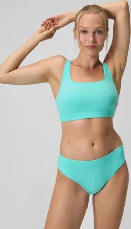 Strukturierter Bikini mit tiefem U-Rückenausschnitt Türkis für Damen