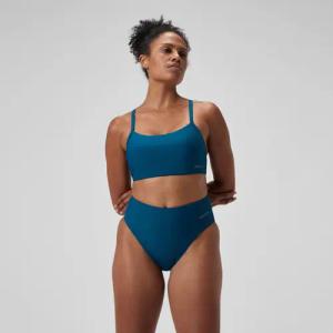 Einfarbige Bikinihose mit hohem Bund Dunkelpetrol für Damen