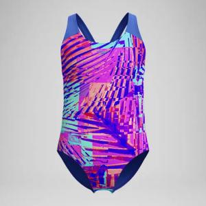 Splashback-Badeanzug mit Digitaldruck Pink/Blau für Mädchen