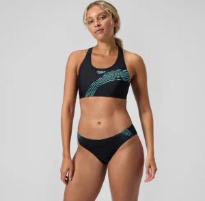 Placement-Bikini Schwarz/Türkis für Damen