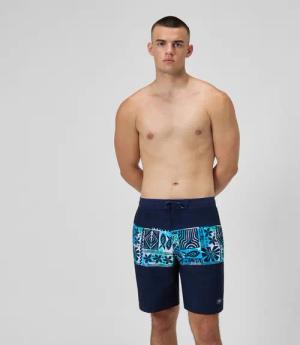 Bondi Bedruckte Badeshorts 50 cm Marineblau/Blau für Herren