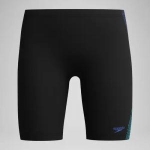 Plastisol Placement-Schwimmhose Schwarz/Blau für Jungen