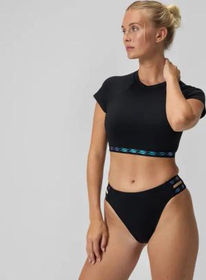 FLU3NTE Logo Elastisches Crop-Top Schwarz für Damen