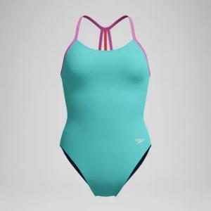 Club Training Einfarbiger Lane Line Back Badeanzug Türkis/Pink für Mädchen