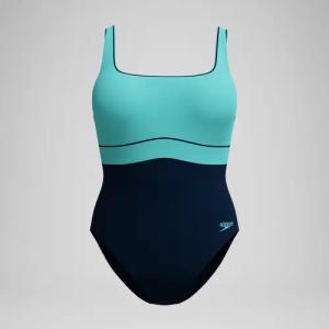 ContourEclipse Formender Badeanzug Marineblau/Türkis für Damen