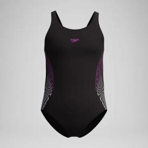 Placement-Muscleback-Badeanzug Schwarz/Pink für Mädchen
