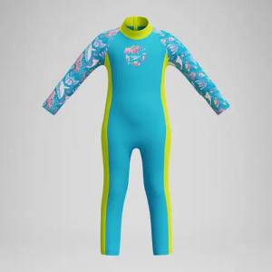 Bedruckte Schwimmlern-Badehose Blau/Gelb für Jungen