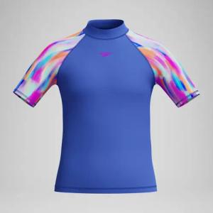 Bedrucktes kurzärmliges Sonnentop Blau/Pink für Mädchen