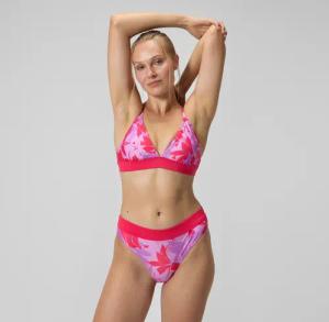 Bedruckter gebundener Triangel-Bikini Rot für Damen