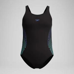 Placement-Muscleback-Badeanzug Schwarz/Blau für Mädchen