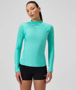Langärmliges Rash-Top Türkis für Damen