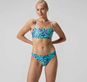 Bedruckter Bikini mit verstellbaren dünnen Trägern Blau/Grün für Damen