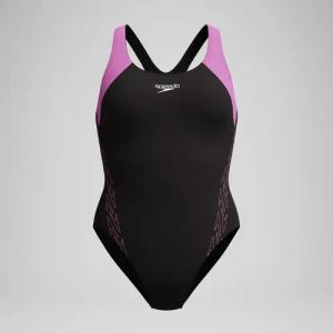 HyberBoom Splice-Racerback-Badeanzug Schwarz/Pink für Damen