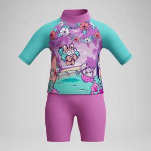 Schwimmlern-Sonnenschutz-Top & Shorts Pink für Kleinkinder (Mädchen)