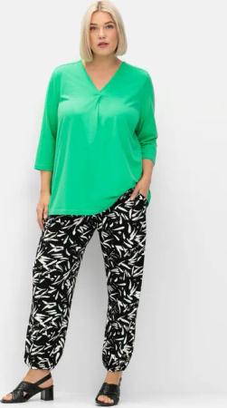 Sheego Jerseyhose mit Smokbund und Saumbündchen, schwarz-weiß, Gr.44