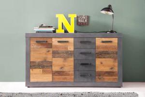 INOSIGN Kommode "Ilana", Sideboard im modernen Industrial Style - Mit 4 Schubladen und 4 Fächer