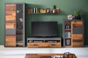 INOSIGN Wohnwand "Ilana", (Set, 4 St.), moderne Wohnwand im Industrial Style - Beleuchtung optional