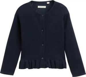 TOM TAILOR Mädchen Ajour-Cardigan mit Herzmuster, blau, Uni, Gr. 92/98