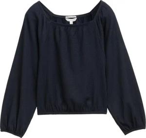 TOM TAILOR Mädchen Cropped Bluse mit Struktur, blau, Uni, Gr. 140