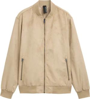 TOM TAILOR Herren Bomberjacke in Wildleder-Optik, braun, Uni, Gr. XXL