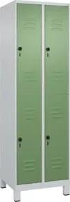 C+P Doppelstock-Spind Classic PLUS, Füße, 2 Abteile, 1950x600x500mm, 7035/6011