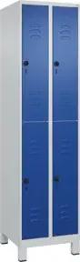 C+P Doppelstock-Spind Classic PLUS, Füße, 2 Abteile, 1950x500x500mm, 7035/5010